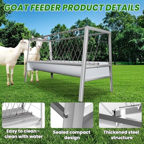 99 Gallons Goat Hay Feeder, 35.4'' Height Hay Rack for Goat, Galvanized Steel Durable Frame Construction Hay Rack, Smooth Edges and Easy Clean Design Goat Feeder, Easy Assembly for Sheep Pens