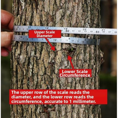 2M Stainless Steel Measuring Tape Measure for Tree Circumference ABS Case Double Scale Anti-Glare Markings Thin Key Ring Gardening Tool 46.5x46.5x16.5mm