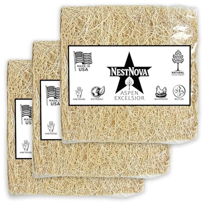 NestNova™ Aspen Nesting Pads for Chickens – 10 Pack 13x13 Excelsior Liners | USA-Grown Aspen, Cleaner Eggs, Kraft-Backed Coop Bedding for Laying Hens - 30 Pads - size: 30 Pads (3 Packs)