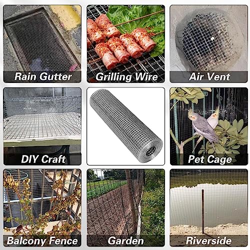 Hardware Cloth 16'' x 30' 1/4 in Galvanized Wire Mesh Roll (23 GA) Chicken Wire Fence Roll for Chicken Pen/coop Fences, Screen mesh, Rabbit/Snake Fences, Poultry enclosures, Handicraft Making, etc. - size: 16In x 30Ft