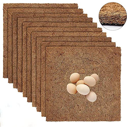 Natural Chicken Nesting Pads 6 / 10Pcs Bedding Washable Coconuts Fiber Mat Hens Nest Boxes Liners 13 " x13 " Chicken Nest Pads Nesting Bedding for Laying Eggs for Coops for Hens Pigeons Birds Bulk