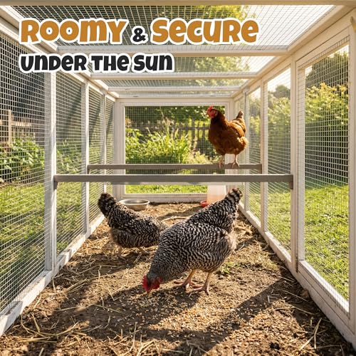 Expandable Chicken Run with Roosting Bars & Swing – Metal Wire Enrichment Poultry Enclosure, Secure Lockable Door, Connectable Design for Coop Expansion – Backyard Habitat for Chickens, Ducks, Rabbits - style: 80.1"L x 27.6"W x 21.5"H