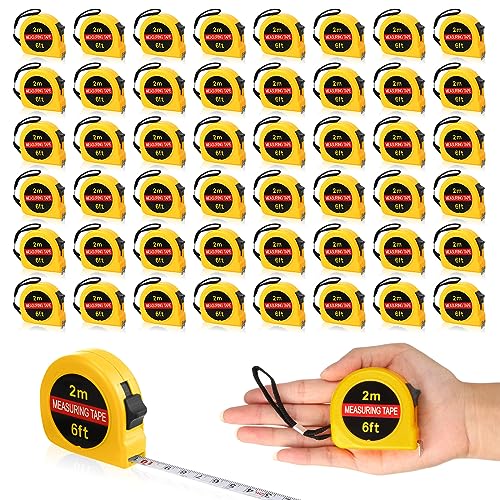 Copkim 50 Pcs 6 FT Mini Tape Measure Retractable Bulk Small Measuring Tape Pocket Size Measurement Tool for Operation Christmas Items Party Favor Gifts Stuffers for Men(Yellow) - color: Yellow