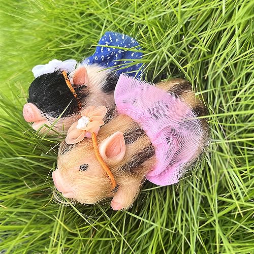 OtardDolls Reborn Pig Dolls, 5 Inch Realistic Newborn Full Silicone Lifelike Reborn Pig Dolls Soft & Stylish Real Life Silicone Animals Realistic with Toy Accessories
