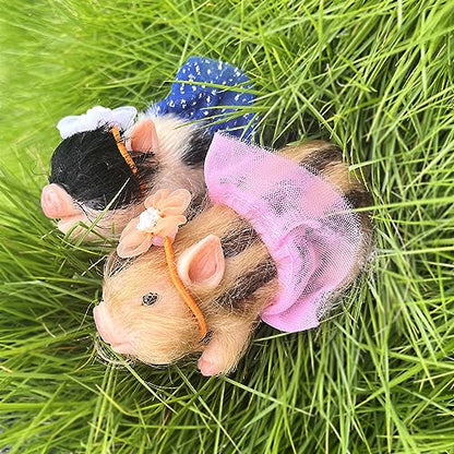 OtardDolls Reborn Pig Dolls, 5 Inch Realistic Newborn Full Silicone Lifelike Reborn Pig Dolls Soft & Stylish Real Life Silicone Animals Realistic with Toy Accessories