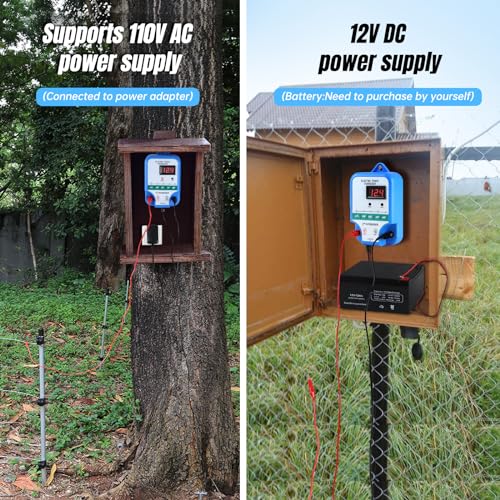 Electric Fence Charger - Multi-Powered, 12 kV 3 Joules High-Power Output Energizer with LED Display, Repels Large Wildlife - Ideal for Livestock, Pet, Poultry, Gardens, Orchards Protection
