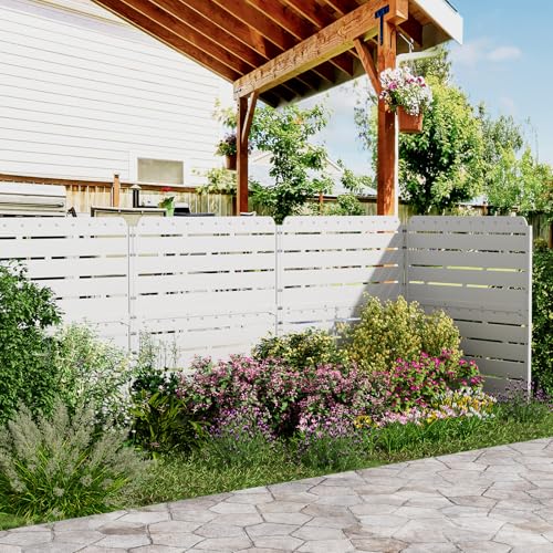 ZZM White Privacy Fence Panels (2 Panels) Outside Decorative Air Conditioner Fences Trash Can Fence Pool Equipment Enclosure Hide Backyard Screen Fence - color: White 2 Panels
