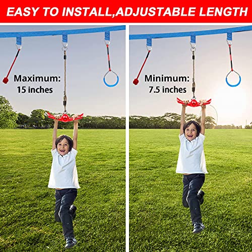 Ninja-Twister Swing Spins Set: Slackline Attachments - 360° Handle Twist-Spin Flips Toy Activate Ninja Powers Warrior Accessories Kids Hang Toys for Playground Backyard, Red - color: Red