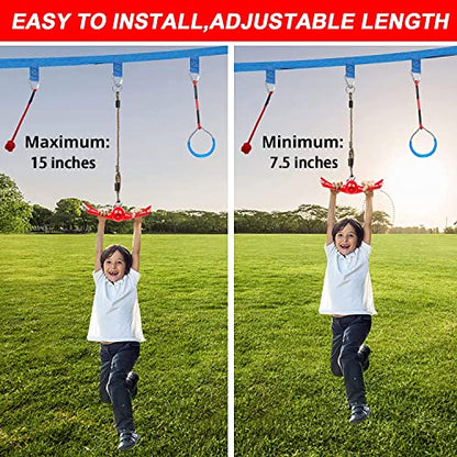 Ninja-Twister Swing Spins Set: Slackline Attachments - 360° Handle Twist-Spin Flips Toy Activate Ninja Powers Warrior Accessories Kids Hang Toys for Playground Backyard, Red - color: Red