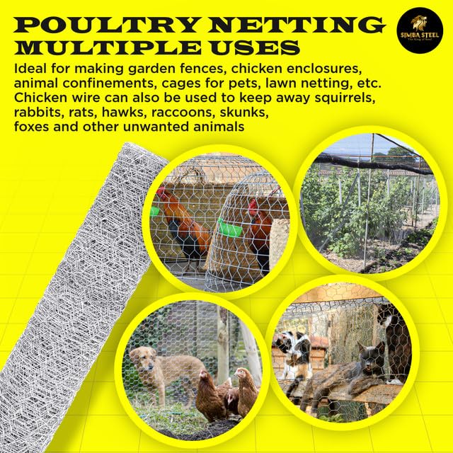 Chicken Wire 48 in x 100 FT x 2” Mesh x 20GA | Poultry Wire Netting | Hot Dipped Galvanised | Hexagonal Galvanized Mesh for Chicken Coop, Rabbit Cage, Fence Barrier PM48x100x2 - style: 48 in x 100 FT x 2 in