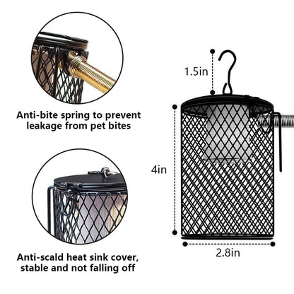 Bird Heat Lamp, Protective Reptile Heater Guard- Mesh Cage Lampshade Cover for Various Pets Including Reptiles
