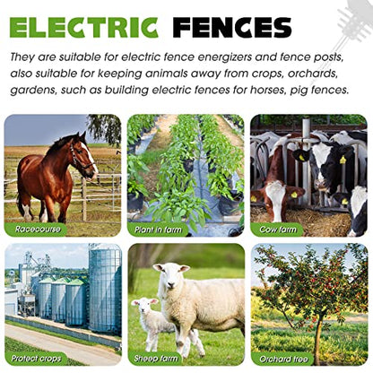 Sweetude 200 Pcs Electric Fence Insulator with 1 Pcs Insulator Socket Tool Screw in Ring Post Wood Post Electric Fence Ring with Socket Tool for Animal(Black) - color: Black