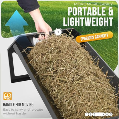 ECOTRIC 22 Gallon Livestock Feeder, 45" Length for 10Sheeps Once, Feeder | Trough for Horse, Goat, Sheep, Cattle, Cow, Alpaca Steel Powder Coated Black - color: Black