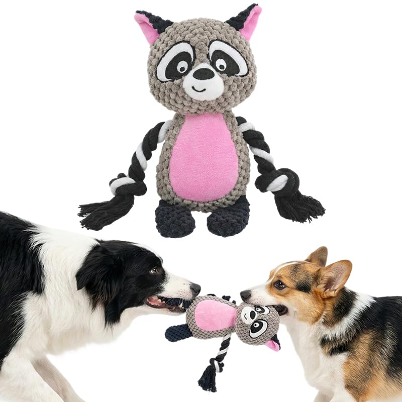 Plush Dog Chew Toys,2026 New Squeaky Dog Toy for Aggressive Chewers, Indestructible Dog Toy for Small Medium Large Dogs to Keep Them Busy Puppy Teething Toy (Raccoon) - color: Raccoon