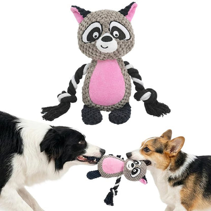 Plush Dog Chew Toys,2026 New Squeaky Dog Toy for Aggressive Chewers, Indestructible Dog Toy for Small Medium Large Dogs to Keep Them Busy Puppy Teething Toy (Raccoon) - color: Raccoon