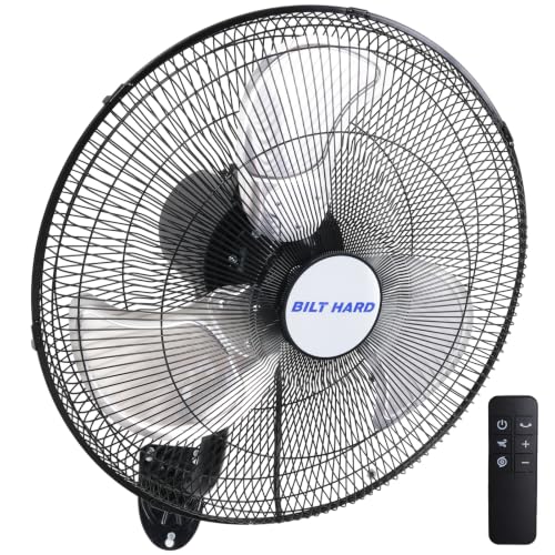 BILT HARD 20" 5200 CFM Wall Mounted Fan with Remote Control, 9-Speed Oscillating Wall Fan with DC Motor, High Velocity Whisper-Quiet Industrial Shop Fan for Garage, Warehouse - size: 20 inch DC Motor