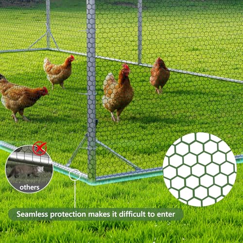 Sannwsg Large Metal Chicken Coop with Run, Walk in Chicken Pen with Waterproof Cover, Secure Lock, Heavy Duty Poultry Cage with Feeding Door for Outdoor Farm Use（6.5x10 FT - size: 118.0"L x 78.0"W x 79.0"H