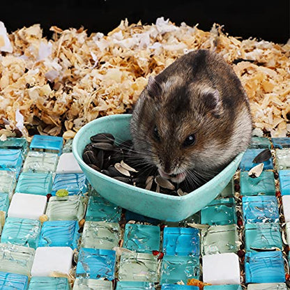 3 Pack Hamster Food Dish Small Cute Shape Food Bowl for Hamster Hedgehog Small Animals (Green, Blue and Pink)