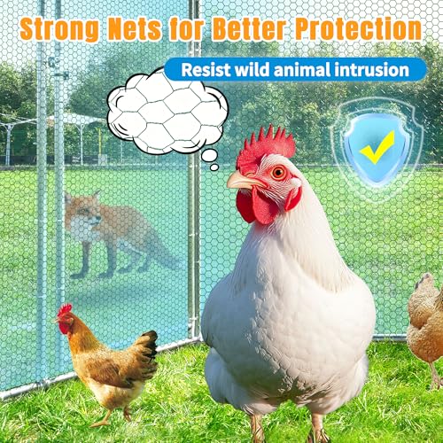 Large Metal Chicken Coop, Chicken Runs for Yard with Cover Walk-in Poultry Cage for 10 20 Chickens,Chicken Pen Duck Coop with Water-Resident Top and Feeding Door, Hexagon Hen House 13.2Lx11.4Wx8.6H FT - size: 13.2'L x 11.4'W x 8.6'H