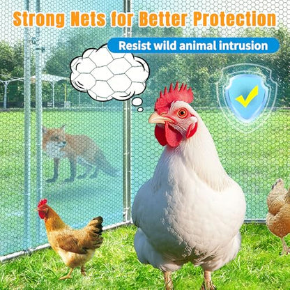 Large Metal Chicken Coop, Chicken Runs for Yard with Cover Walk-in Poultry Cage for 10 20 Chickens,Chicken Pen Duck Coop with Water-Resident Top and Feeding Door, Hexagon Hen House 13.2Lx11.4Wx8.6H FT - size: 13.2'L x 11.4'W x 8.6'H