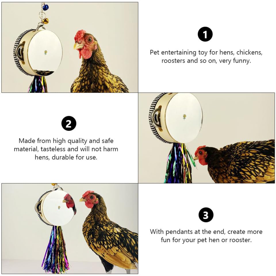 Happyyami Stainless Steel Double-Sided Mirror Drum Toy for Chickens Engaging Hen Rooster Activity to Promote Curiosity Exercise and Healthy Growth