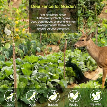 Deer Fence, RIFNY 2.6 x 25 FT Temporary Fence for Garden Outdoor Yard, Plastic Mesh Fencing Netting to Protect Plants Fruit from Deer Dogs Chicken Animal (Black) - size: 2.6 x 25 FT