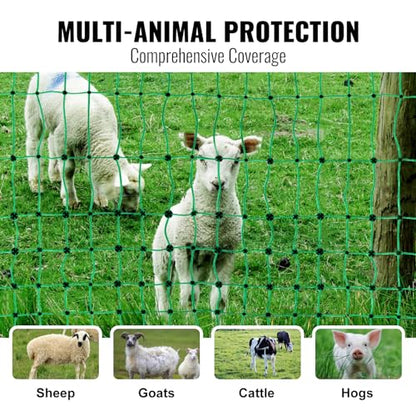 VEVOR Electric Fence Netting, 42"H x 164'L, PE Net Fencing with Posts and Double-Spiked Stakes, Utility Portable Mesh for Goats, Sheep, Lambs, Deer, Hogs, Dogs, for Farms, Backyards and Ranches - size: 42"H x 164'L, style: Livestock