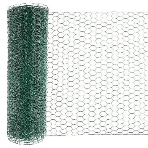 Ondware Chicken Wire, 15.7 x 240 Inches, Green Durable PVC-Coated Iron Mesh for DIY Garden Fencing, Pet Enclosures, Craft Projects - color: Green(iron)