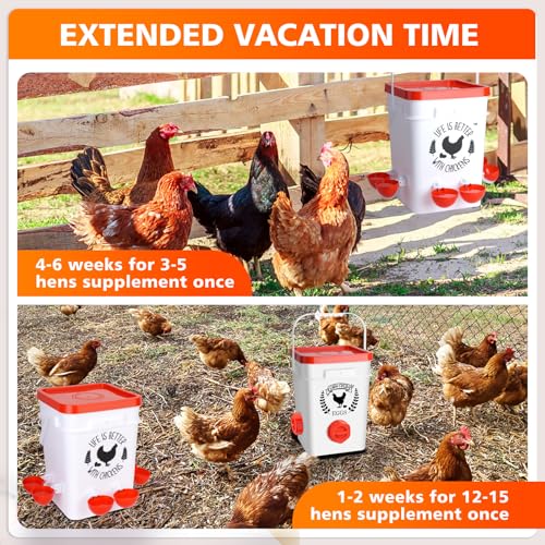 Tgeyd 5Gal/25Lb Large Chicken Feeder and Waterer Set (Rain Proof/No Waste), with S-Hooks for Easy Hanging