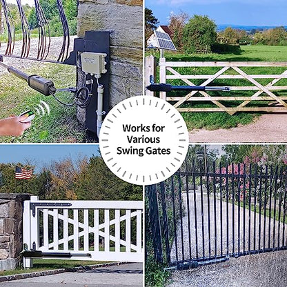 TOPENS A8S Automatic Solar Gate Opener for Heavy Duty Single Swing Gate Up to 18ft, Single Swing Gate Operator Battery Powered with Remote Control Kit Gate Motor Solar Panel Included - size: 880lbs