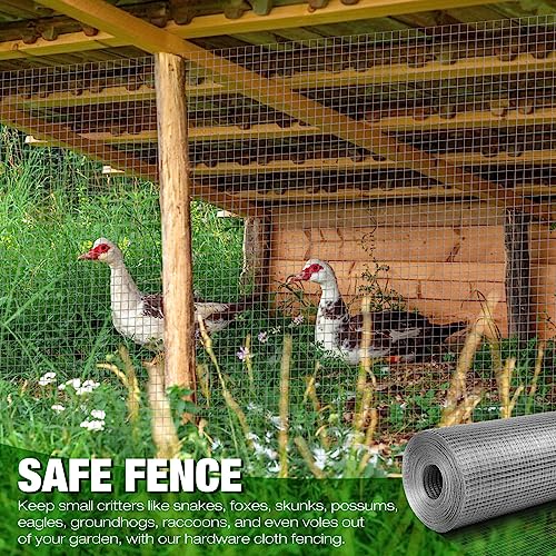 Tatuo Hardware Cloth 1/2 Inch 72in x 50ft Hot Dip Galvanized After Welded Cage Mesh Rolls 21 Gauge Metal Chicken Wire Roll Wire Fencing Poultry Netting for Raised Garden Rodent Animals - color: Silver, size: 72in X 50ft