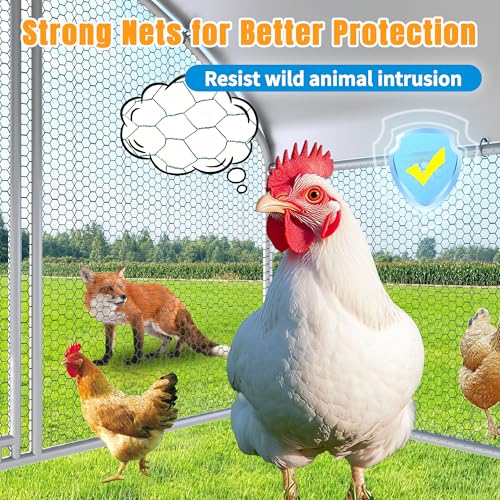 Large Metal Chicken Coop, Chicken Runs for Yard with Cover Walk-in Poultry Cage for 10 20 Chickens, Chicken Pen Duck Coop Hen House with Round Water-Resident Top and Feeding Door 19.2Lx9.84Wx6.23H FT - size: 19.2'L x 9.84'W x 6.23'H