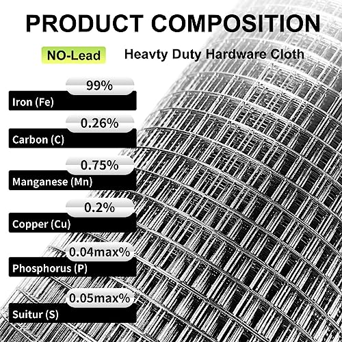 Hardware Cloth 20'' x 30' 1/4 in Galvanized Wire Mesh Roll (23 GA) Chicken Wire Fence Roll for Chicken Pen/coop Fences, Screen mesh, Rabbit/Snake Fences, Poultry enclosures, Handicraft Making, etc. - size: 20In x 30Ft