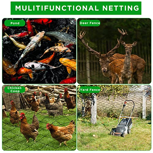 Windyun 1 PC 50' x 100' Bird Netting Bird Net Chicken Coop 2.4" Mesh Heavy Duty Deer Fence Aviary Net Reusable Fruit Tree Poultry Barrier for Garden Protection Vineyard Against Hawk Squirrel, Black - size: 50' X 100'