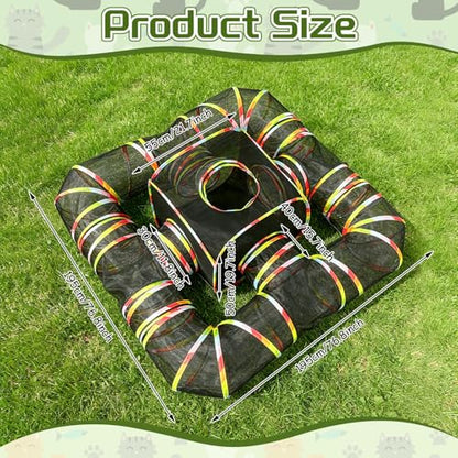 CypherX Outdoor Rainbow Cat Enclosure, 5 in 1 Portable Cat Tents for Outside Cage Free Outside Pet Enclosure Cat Tunnel Outdoor Playground for Indoor Cats and Small Animals - size: 5 in 1 Haven(11.8"W)