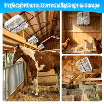 Box Fan Holder for Horse Stall, Adjustable Angle Fan Wall Mount Bracket, 2-in-1 Clamp & Wall Mount Design, Fits 20" Box Fan, Heavy Duty Steel Fan Holder for Barn, Coop, Garage (Fan Not Included)