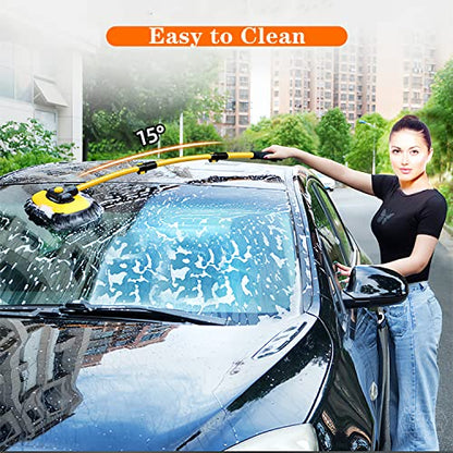 MVEQRRN Upgrade Car Wash Brush Mop with Long Handle,Microfiber Mitt Car Cleaning Supplies Kit Car Wash Kit Tools Accessories - color: Yellow-001