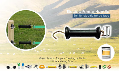 Q'mark 2 Pack Electric Fence Gate Handle with Poly Tape Buckle, Spring Handle, Black, 10 Inch x 2.3 Inch x 1.6 Inch