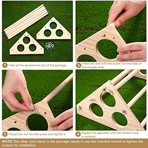 Patelai 2 Pcs Wooden Chicken Perch Large Chick Roosting Bar Jungle Gym Perch Toys for Chicken Coop & Brooder, Bird Parrot Hens Baby Chick Backyard Supplies (14.8 x 10.6 x 7.1 Inch)