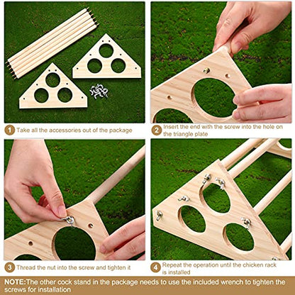 Patelai 2 Pcs Wooden Chicken Perch Large Chick Roosting Bar Jungle Gym Perch Toys for Chicken Coop & Brooder, Bird Parrot Hens Baby Chick Backyard Supplies (14.8 x 10.6 x 7.1 Inch)