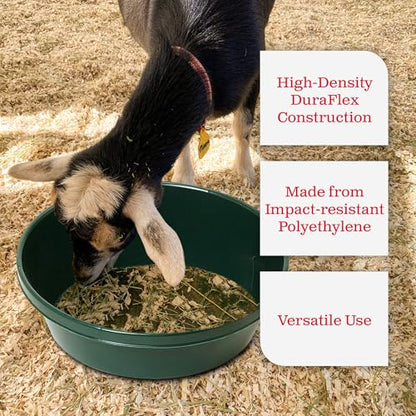 Little Giant 3 Gallon Durable and Versatile Plastic Flat Farm Livestock and Pet Ranch Home Feed and Water Utility Pan, Green (4 Pack)