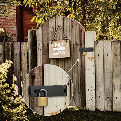 7-1/2" Heavy Duty Door Lock Hasp Latch, 1/8" Thicker Iron Gate Hasp Latches Safety Packlock Clasp Locking with Lengthen Screws for Outdoor Doors, Gates, Shed, Drawers, Cabinets, Black
