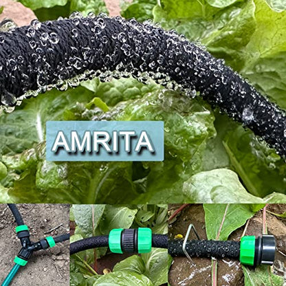 AMRITA Soaker Hose for Garden 60ft,PVC Garden Hose 50ft, 1/2" Drip Hose Linkable Consistent Irrigation Hose Save 70% Water, Heavy Duty Round Soaker Hose for Garden Bed Foundation.(1/2-60ft+50ft) - color: 1/2"(60FT)+(50FT) PVC