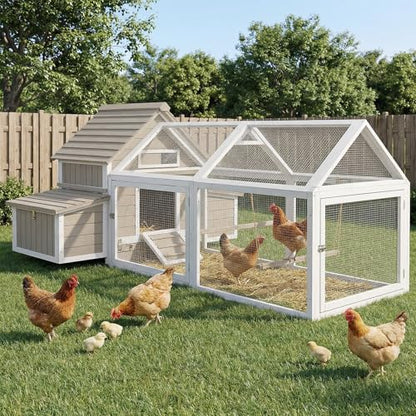 Large Chicken Coop with Run for 4-6 Chickens– Wooden Chicken House with 4 Nesting Boxes, Predator-Reinforced Design, 3 Roosting Perches, Poultry Hen Cage for Backyard Flock - style: 83"L x 58"W x 39.5"H