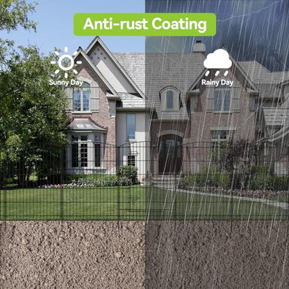 INJOPEXI Decorative Garden Fence 6 Panels 13ft (L)×36in (H) Animal Barrier Fences with 5 Panels + 1 Gate, No Dig Garden Fencing Rustproof Metal Wire Temporary Rabbit Dog Fence for Patio Outdoor Yard - size: 6 Panels 13ft(L)-36"(H) - With Gate