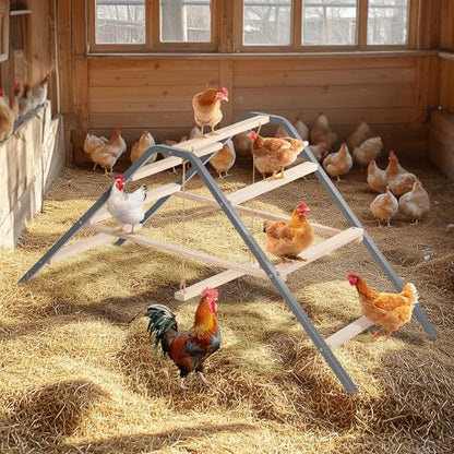 PETSFIT Chicken Roosting Bar-Solid Wood and Rustproof Iron Design, Chicken Perch with Swing for Healthy Poultry-Ideal for Backyard Coops, Farms, Easy to Assemble and Clean - size: 62"Lx24"Wx28"H