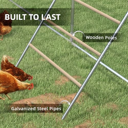 Chicken Roost for Coop, Galvanized Steel & Wood Jungle Gym with Four Height-Adjustable Tiers, 55" L x 33.75" W Roosting Bars for Hens, Ladder for Easy Assembly (22 lbs Capacity)