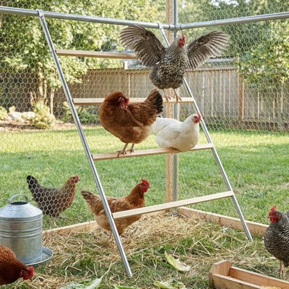 Chicken Roosting Bar for Coop, 57" L x 40" W 4-Tier Square Wood | Galvanized Rustproof Frame, Waterproof Finish, Easy Assembly, Backyard Flock