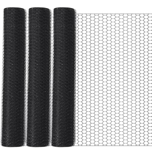 GlikCeil 36 in x 300 ft Chicken Wire Mesh Fencing for Floral Garden, 23 Gauge Black Galvanized Steel Wire, 1 Inch Hexagonal Hardware Cloth Netting for Farm Crafts Poultry Coop Barrier Rabbit Cage - color: Black, size: 36 in x 300 ft
