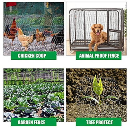 Chicken Wire Fencing, 6ft x 50ft Hexagonal Galvanized Chicken Wire Mesh Fence 2 Inch Mesh Fence Poultry Netting Animal Barrier for Craft Projects Gardening Chicken Coop Rabbit Pet - size: 6ft x 50ft